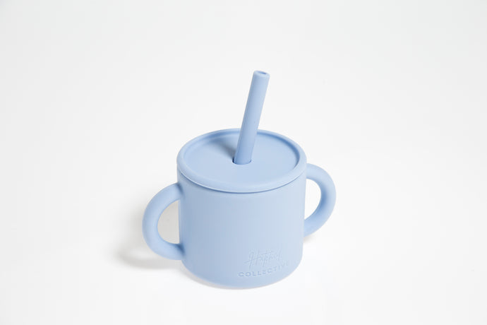 Silicone Sippy Cup with Straw & Handles (Crystal Waters)
